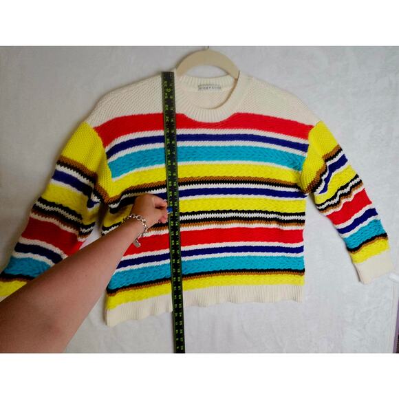 Alice+Olivia Zelda M? 3D Textured Bright Striped Pullover. Size Tag missing. - Picture 7 of 16